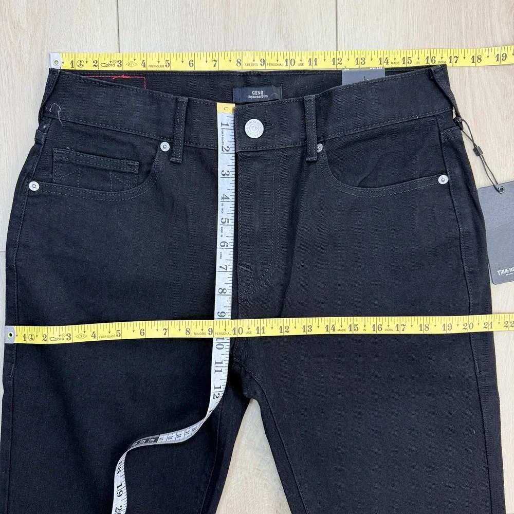 NEW True Religion Geno Stud Slim Jeans Mens‎ 32 Black Rinse Relaxed Slim NWT